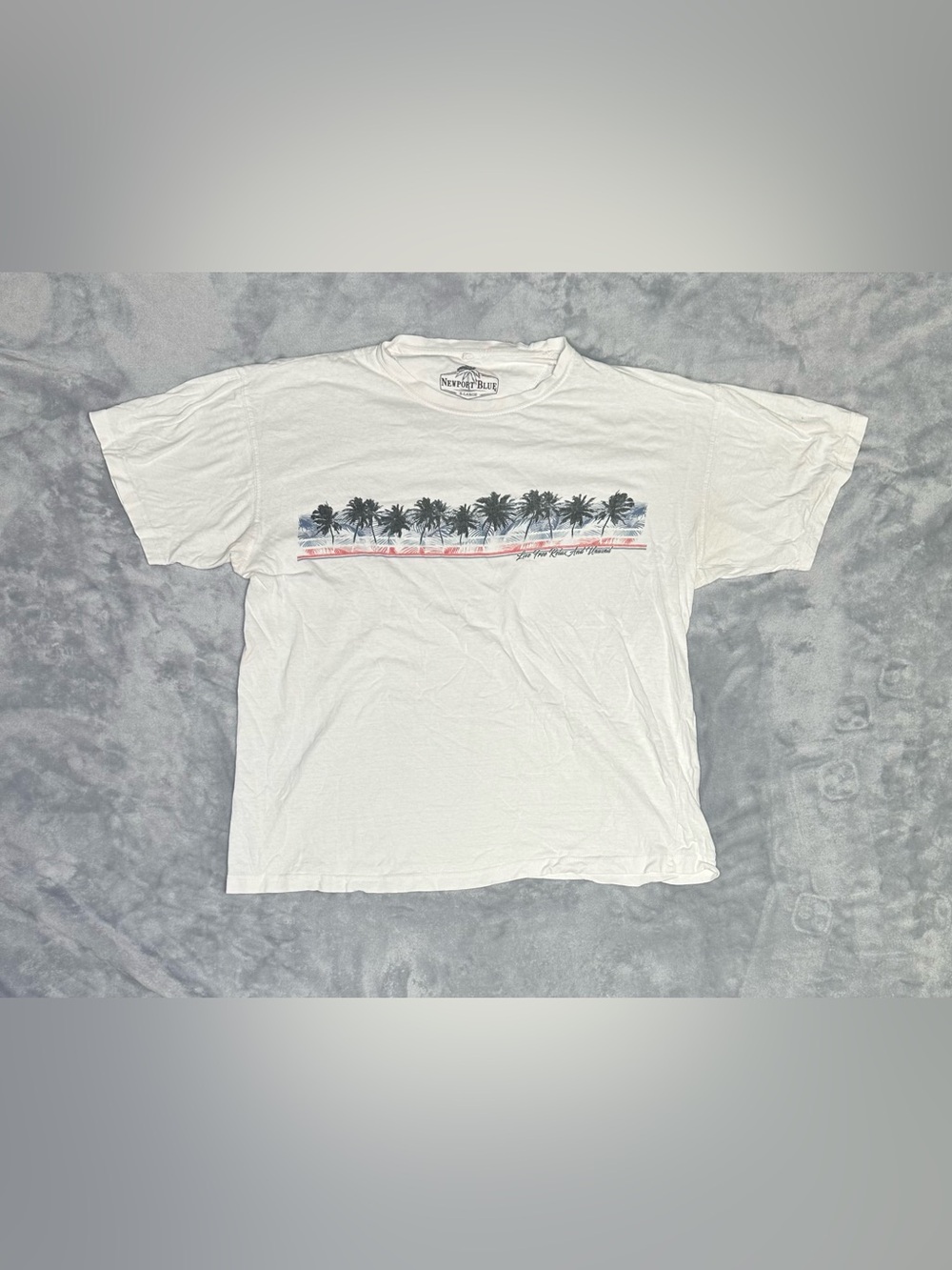 Newport Blue Palm Tree Graphic T-Shirt Size XL Coastal Beach